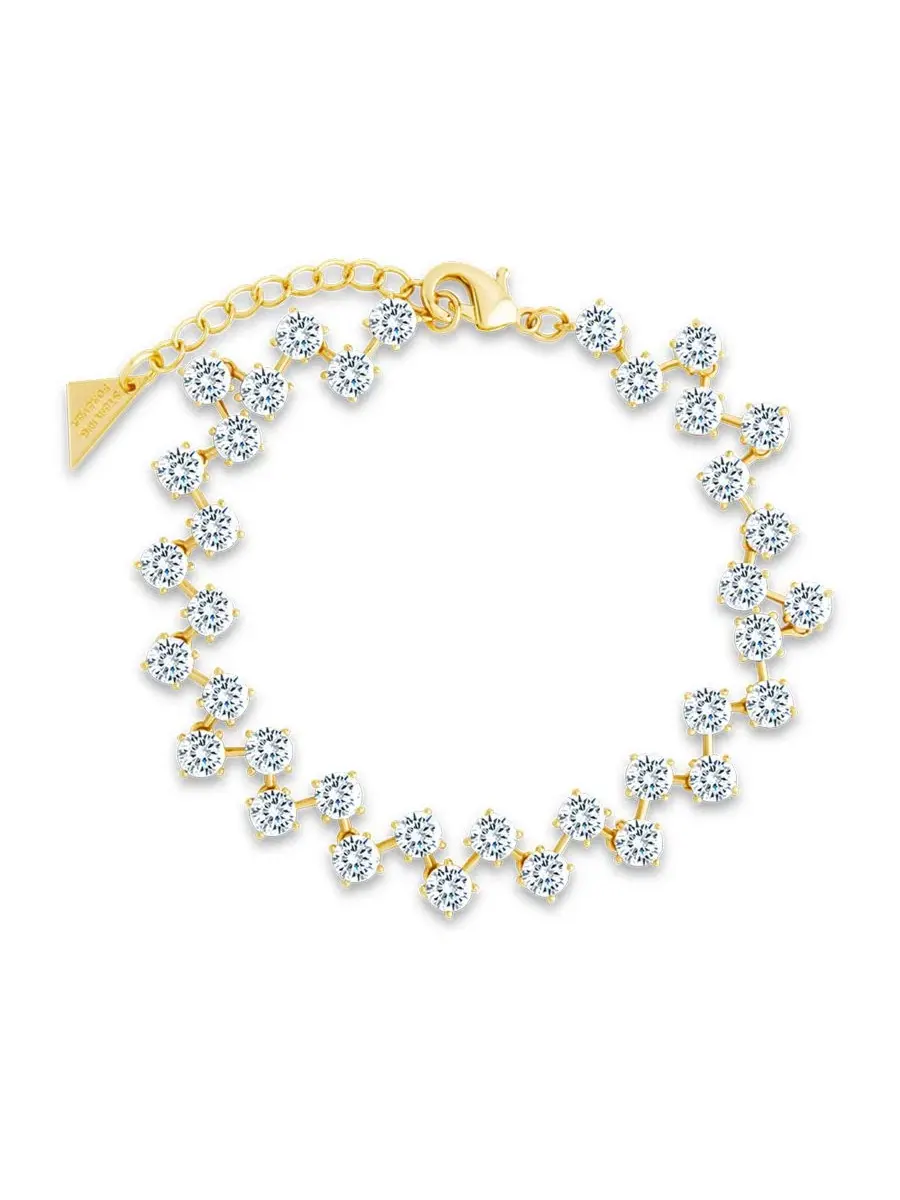 Браслет Carson Cubic Zirconia Classic Tennis Sterling Forever — изображение 1 из 3, оттенок золото