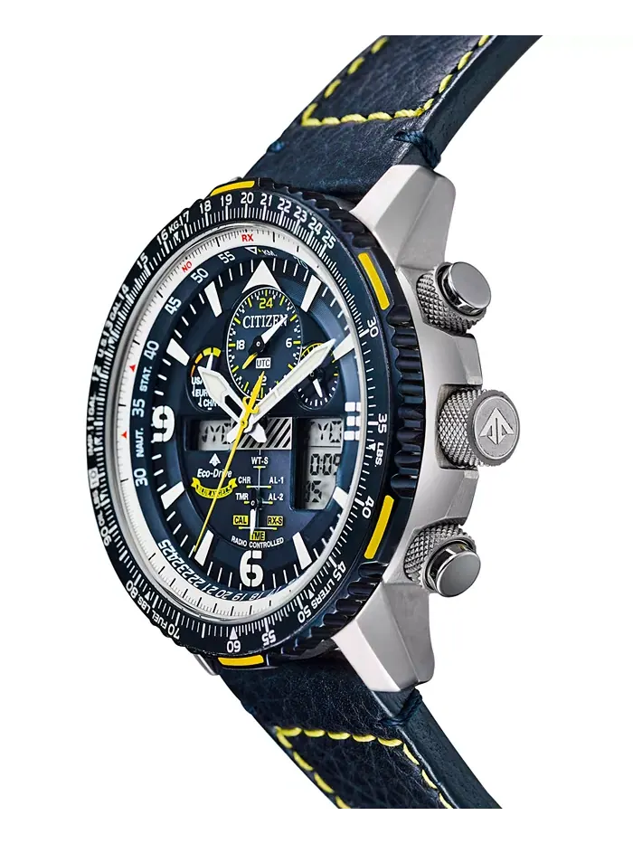 Мужские часы Eco-Drive Analog-Digital Chronograph Promaster Blue Angels Skyhawk A-T с синим кожаным — изображение 4 из 6