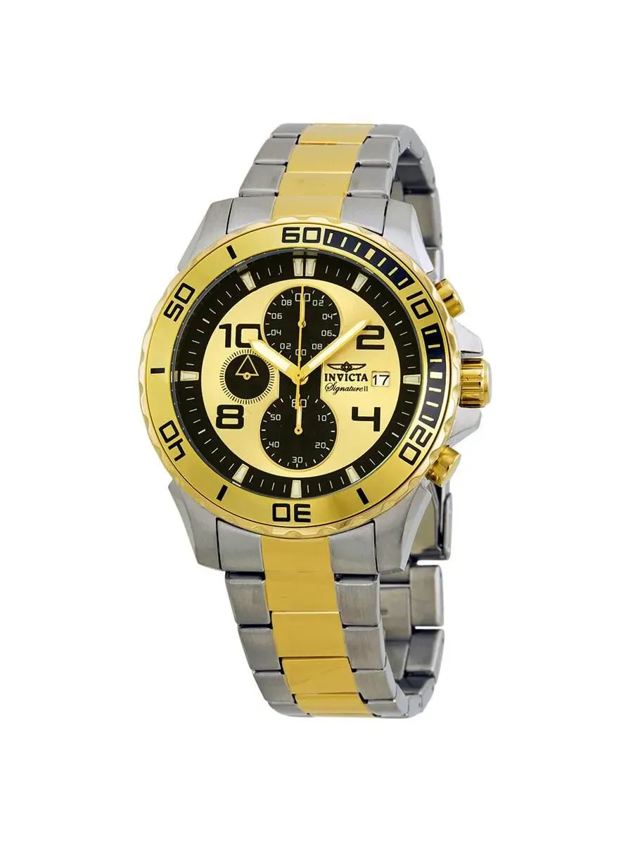 Мужские часы с хронографом Signature Invicta — изображение 1 из 3, оттенок серебристый золотистый
