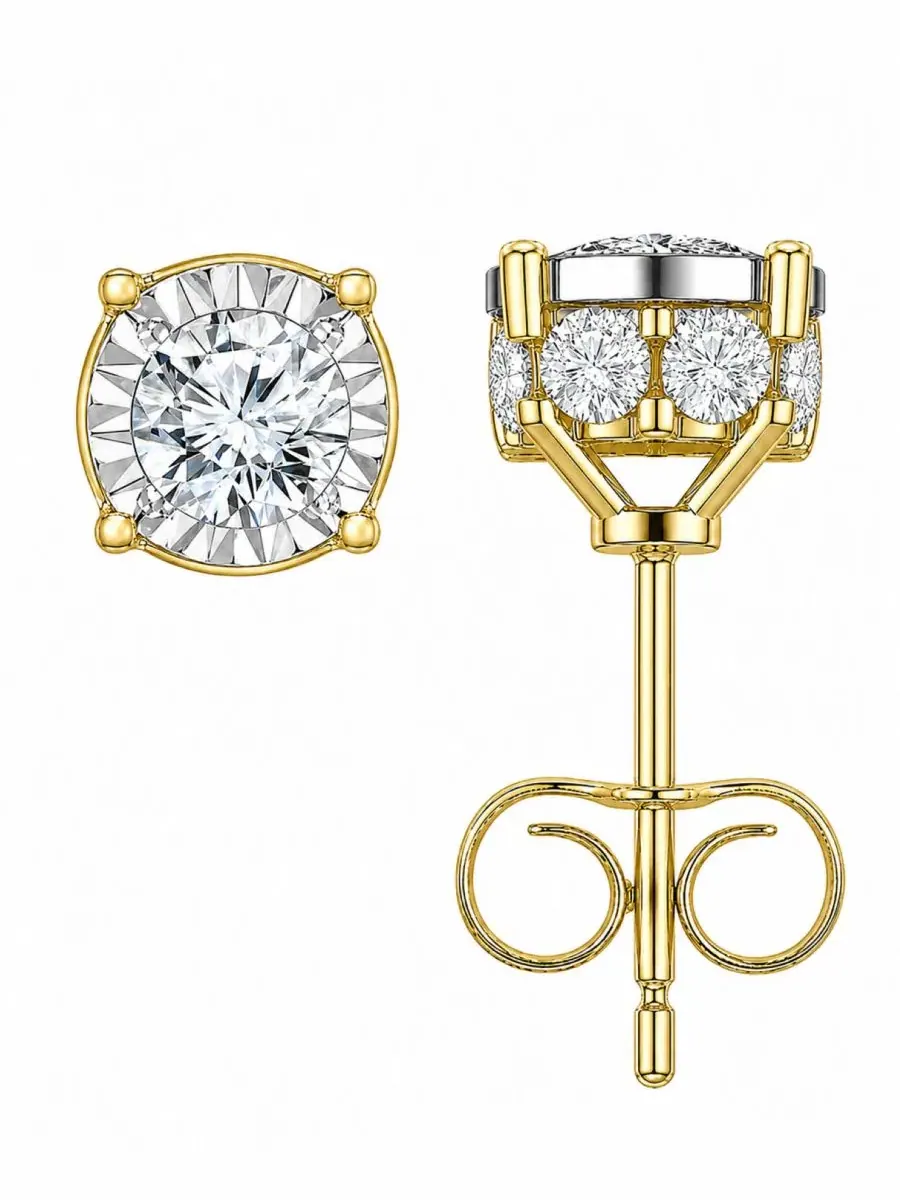 Серьги-пусеты с бриллиантами, модель Diamond Stud Earrings TruMiracle — золотистый