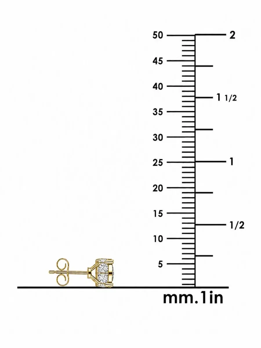 Серьги-пусеты с бриллиантами, модель Diamond Stud Earrings TruMiracle — изображение 3 из 6, оттенок желтый золотистый