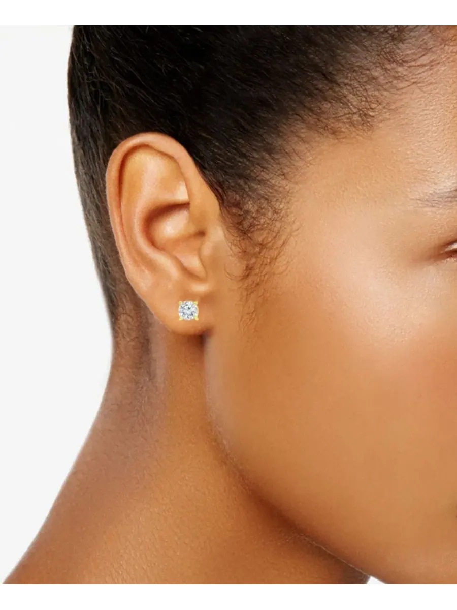 Серьги-пусеты с бриллиантами, модель Diamond Stud Earrings TruMiracle — изображение 4 из 6, оттенок желтый золотистый
