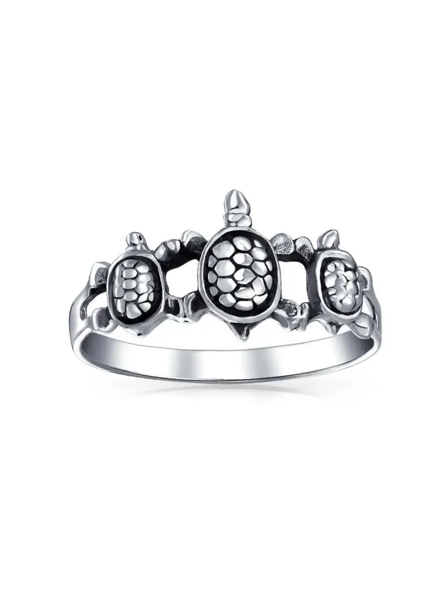 Кольцо с морскими черепахами, модель Nautical Hawaii BFF Bling Jewelry — изображение 4 из 5, оттенок серебряный