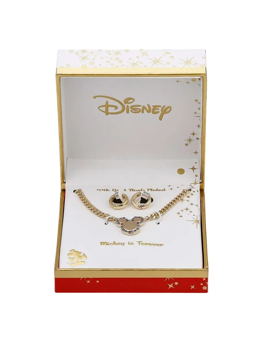 Комплект колье и серег-колец с кристаллами Mickey Mouse Disney — изображение 3 из 4, оттенок золото