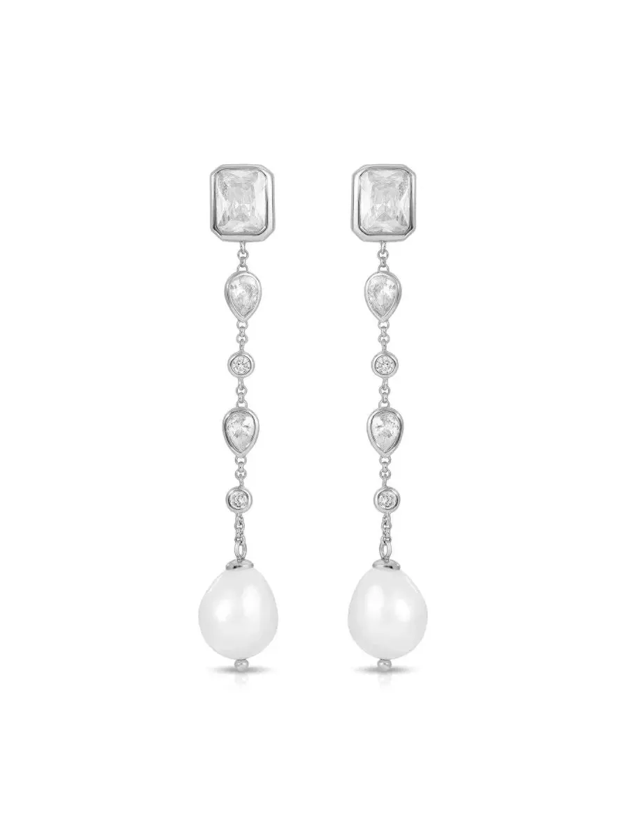 Серьги-подвески Gleaming Gem Linear Drop ETTIKA — изображение 1 из 5, оттенок серебряный