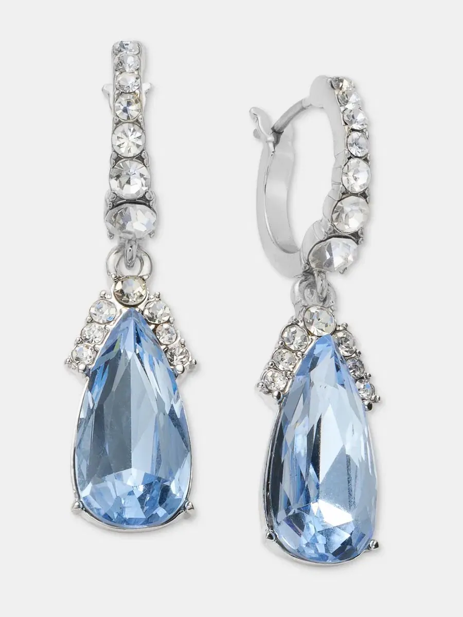 Серьги-кольца с подвеской в виде груши из кристаллов Givenchy — изображение 2 из 4, оттенок голубой