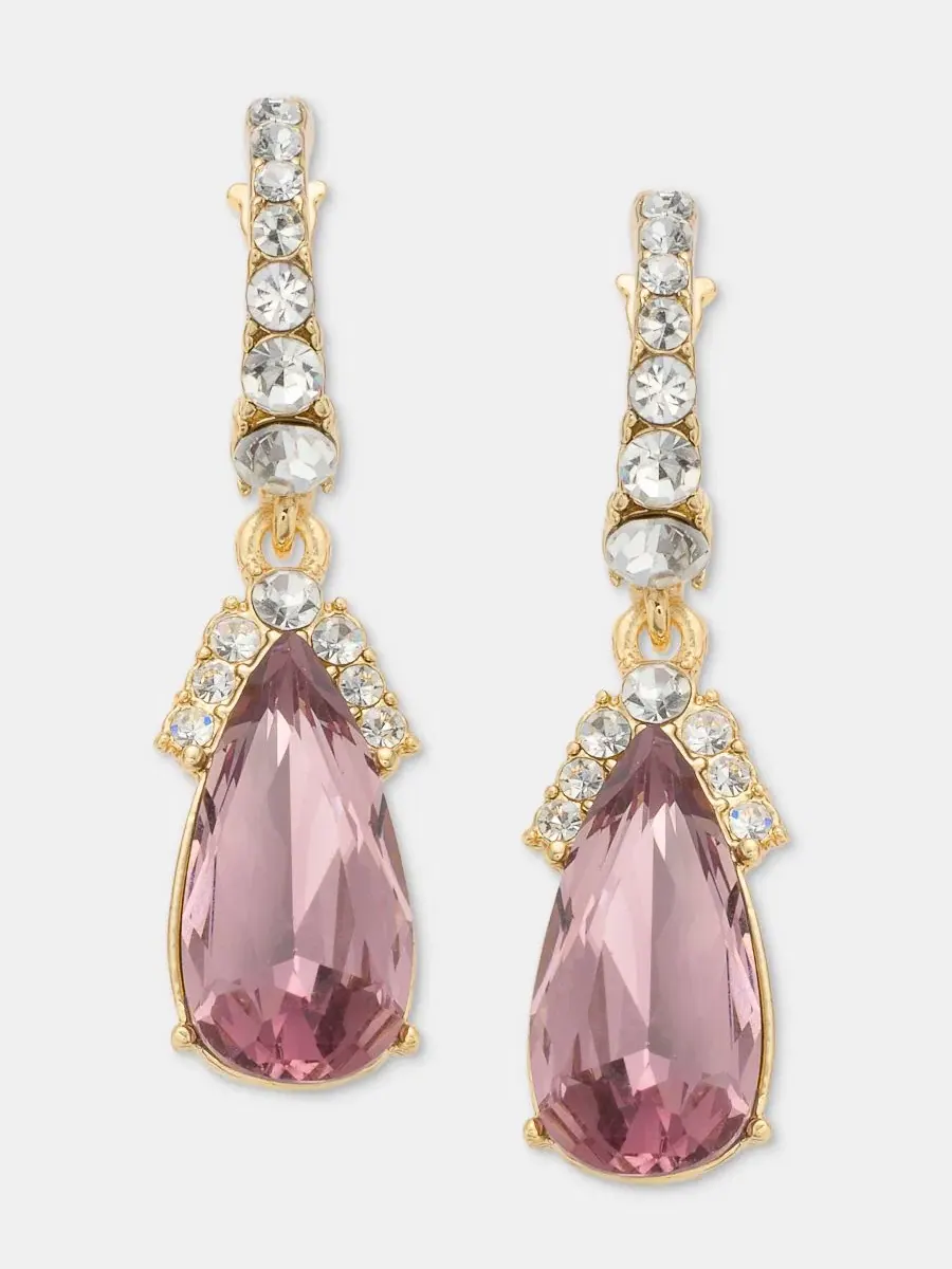 Серьги-кольца с подвеской в виде груши из кристаллов, Crystal Pear-Shape Charm Hoop Earrings — изображение 1 из 4