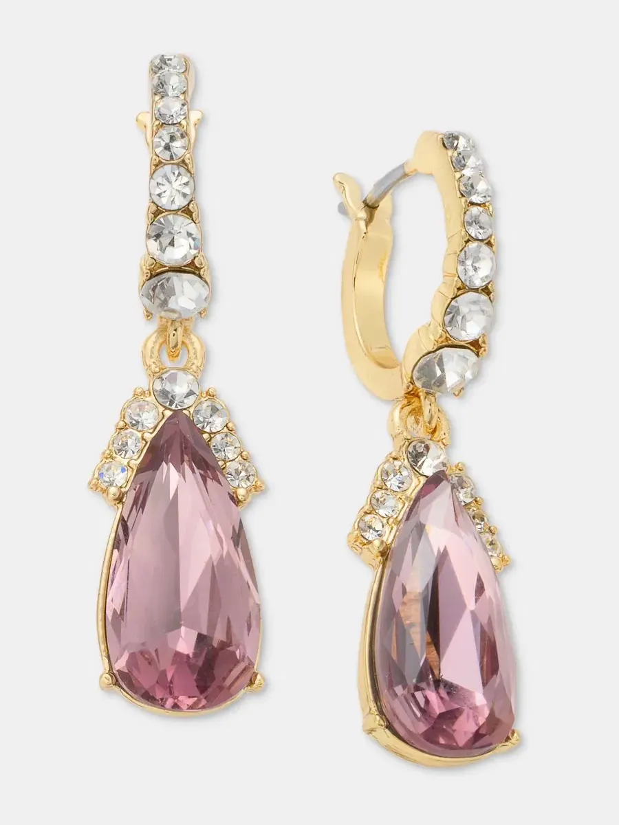 Серьги-кольца с подвеской в виде груши из кристаллов, Crystal Pear-Shape Charm Hoop Earrings — изображение 2 из 4