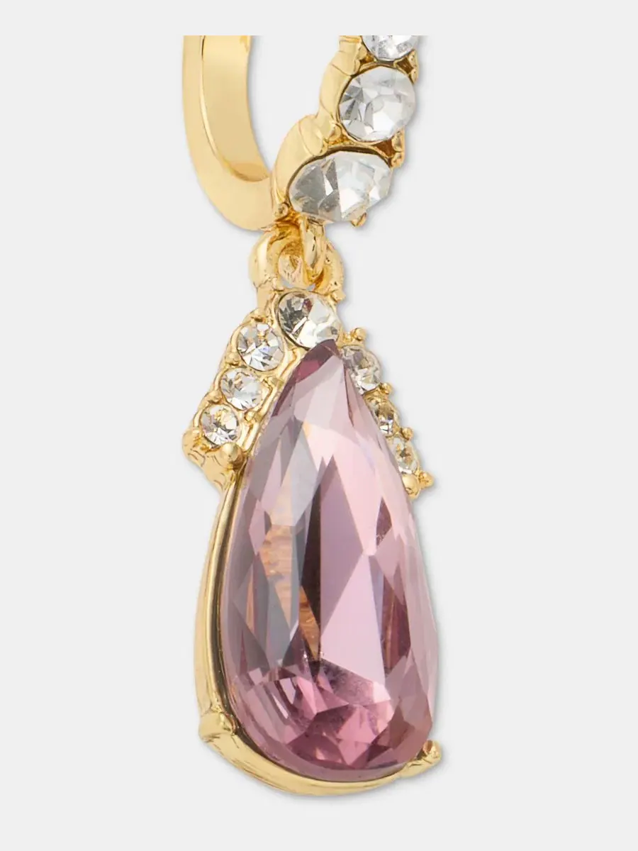 Серьги-кольца с подвеской в виде груши из кристаллов, Crystal Pear-Shape Charm Hoop Earrings — изображение 4 из 4