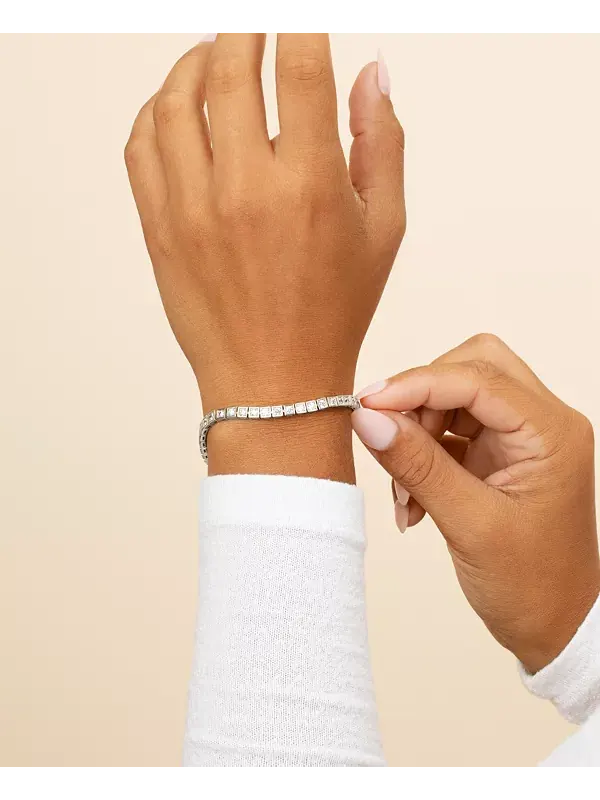 Теннисный браслет Кристины с квадратным кубическим цирконием Sterling Forever — изображение 3 из 3, оттенок серебряный