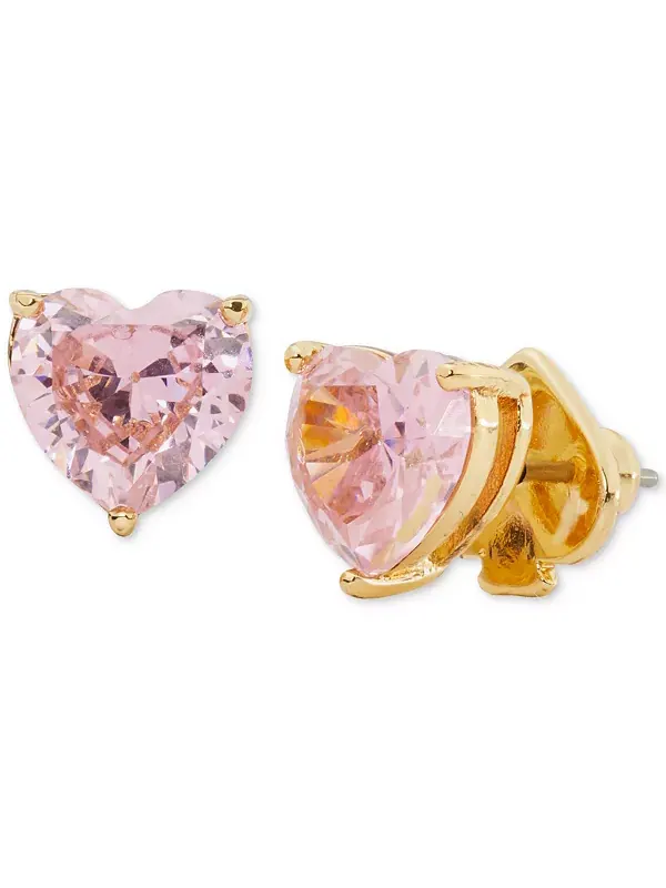 Серьги-Гвоздики в форме сердца из золотистого камня Kate Spade New York — изображение 1 из 1, оттенок белый