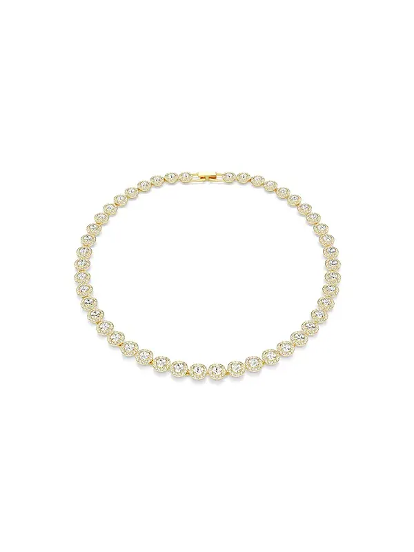 Теннисное ожерелье Una Angelic с круглой огранкой, покрытое белым золотом Swarovski — изображение 1 из 4, оттенок белый