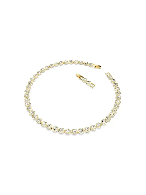 Теннисное ожерелье Una Angelic с круглой огранкой, покрытое белым золотом Swarovski — изображение 2 из 4, оттенок белый
