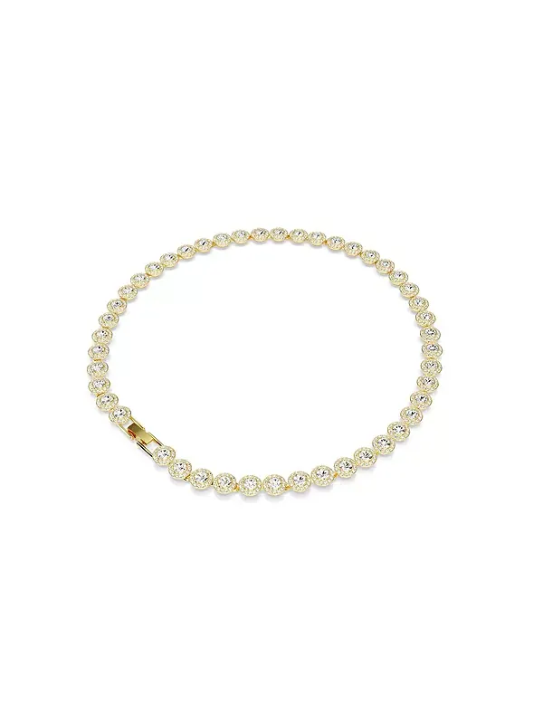Теннисное ожерелье Una Angelic с круглой огранкой, покрытое белым золотом Swarovski — изображение 3 из 4, оттенок белый