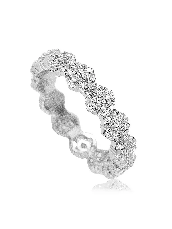 Кольцо Suzy Levian из стерлингового серебра с цветочным узором и кубическими цирконами Suzy Levian — изображение 1 из 3
