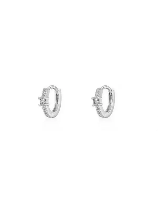 Изящные серьги-кольца Huggie Hoops - 3 пары Hollywood Sensation — изображение 2 из 4, оттенок серебряный