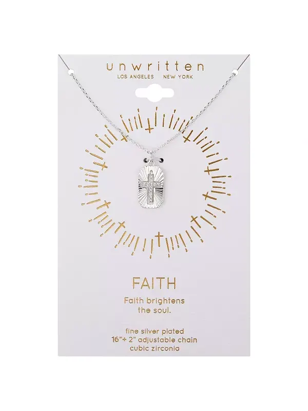 Ожерелье с подвеской-крестом из кубического циркония Unwritten — изображение 3 из 3, оттенок серебряный