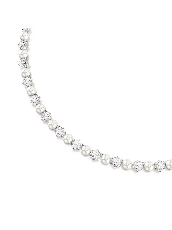 Теннисное ожерелье Matrix с круглым ограненным белым родиевым покрытием Swarovski — изображение 4 из 4, оттенок белый