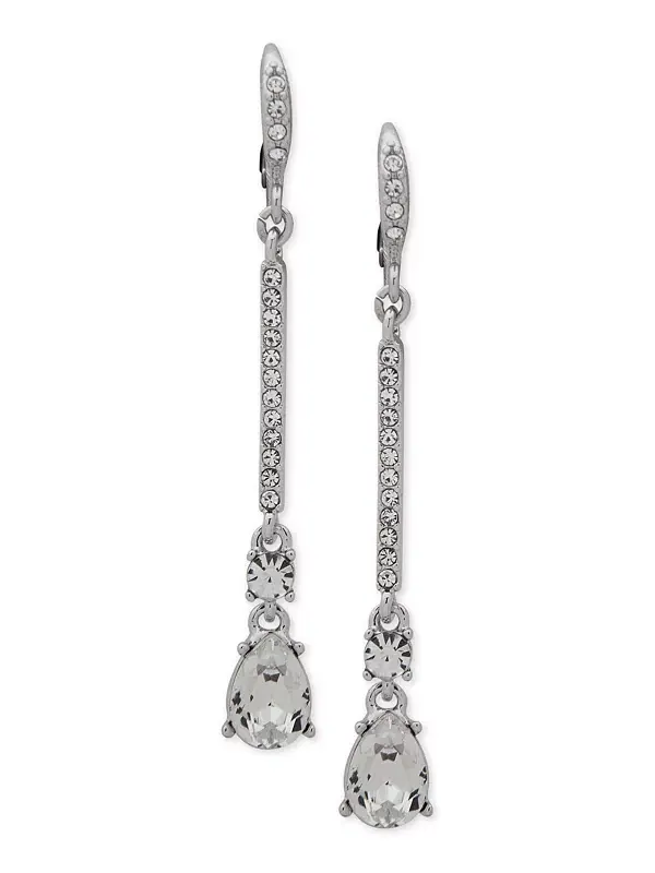 Серьги-Капли с кристаллами Givenchy — изображение 1 из 2, оттенок серебряный