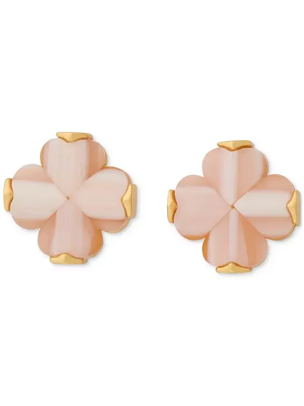 Золотистые серьги-гвоздики в форме пиковых цветов Kate Spade New York — изображение 1 из 2, оттенок розовый