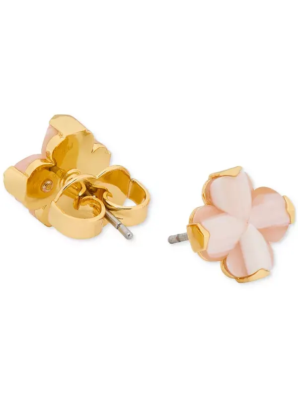 Золотистые серьги-гвоздики в форме пиковых цветов Kate Spade New York — изображение 2 из 2, оттенок розовый
