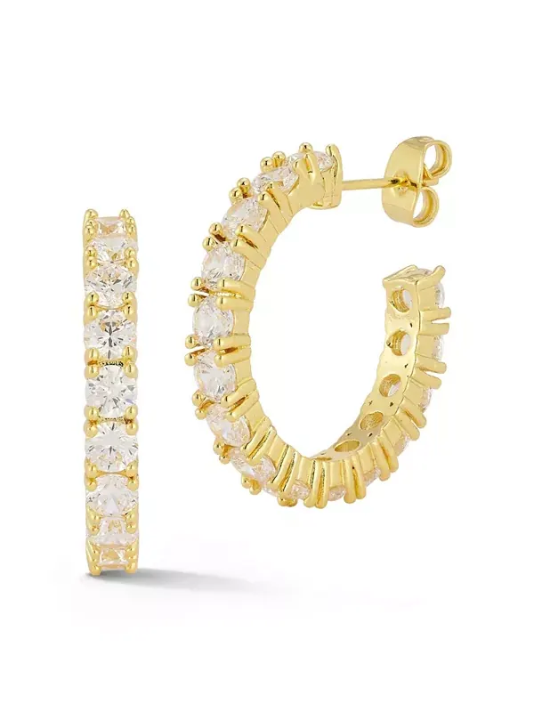 Круглые серьги-кольца с позолоченными кристаллами Rachel Zoe — золотистый