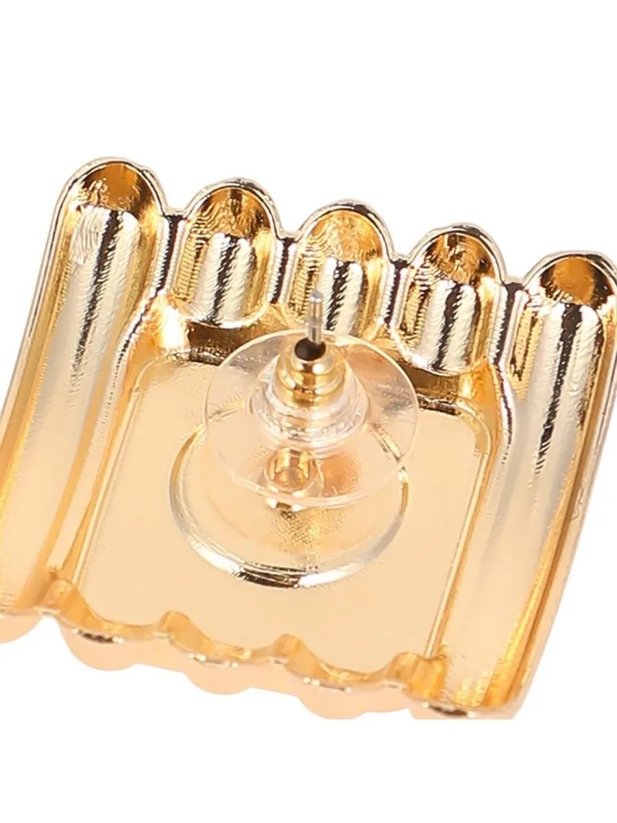 Женские серьги-гвоздики Ribbed-Diane - Калифорнийское золото SOHI — изображение 5 из 6