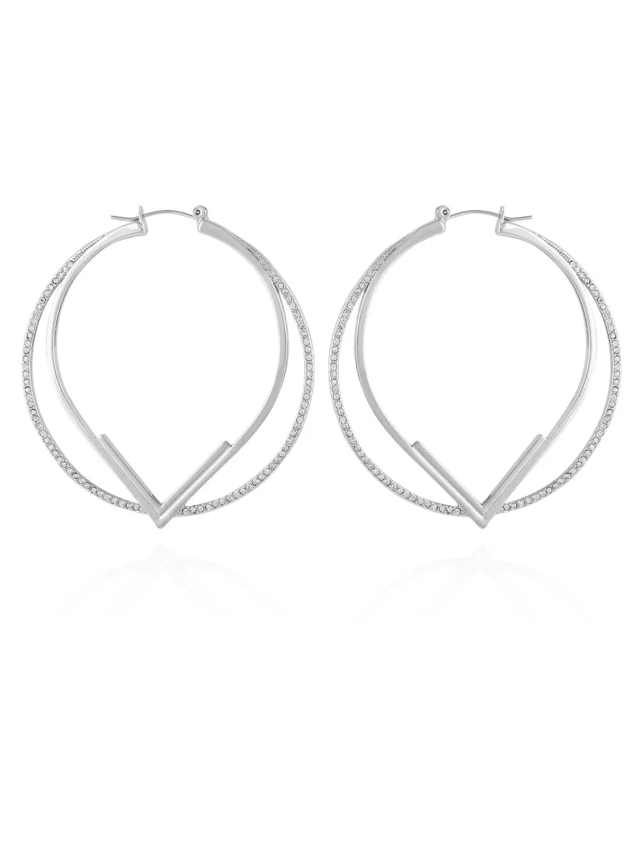 Серьги-кольца с бриллиантовой инкрустацией Vince Camuto