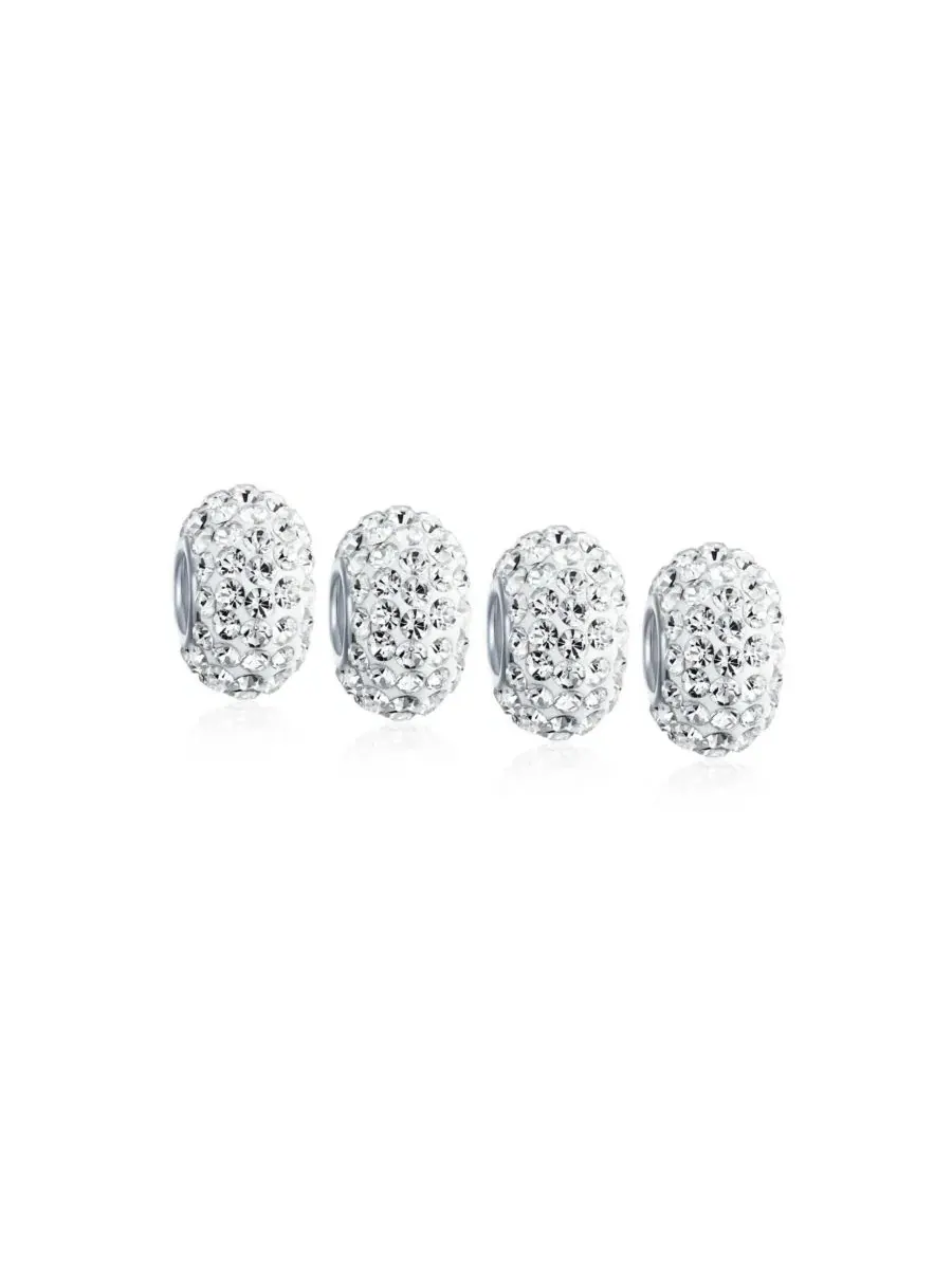 Набор из 4 белых хрустальных разделительных бусин из серебра 925 пробы Bling Jewelry — изображение 1 из 3, оттенок белый