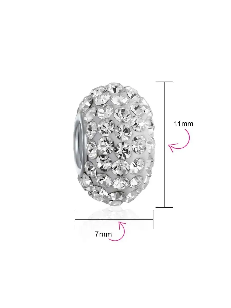 Набор из 4 белых хрустальных разделительных бусин из серебра 925 пробы Bling Jewelry — изображение 3 из 3, оттенок белый