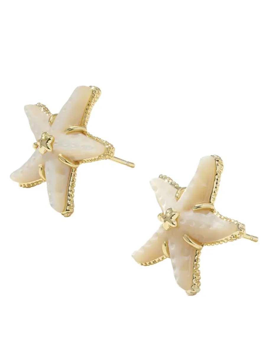 Серьги-гвоздики Parker Starfish с имитацией жемчуга Kendra Scott — изображение 2 из 4, оттенок золотистый/белый