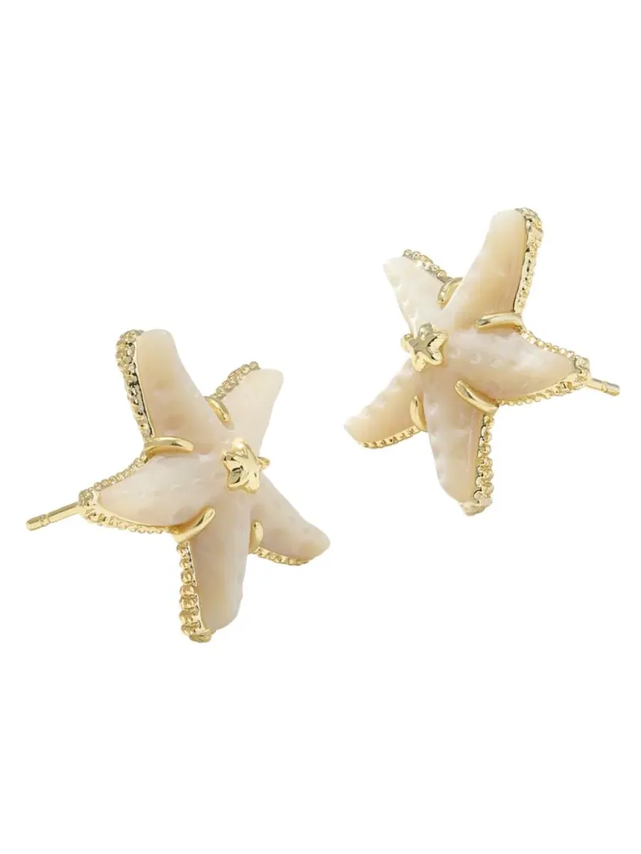 Серьги-гвоздики Parker Starfish с имитацией жемчуга Kendra Scott — изображение 3 из 4, оттенок золотистый/белый