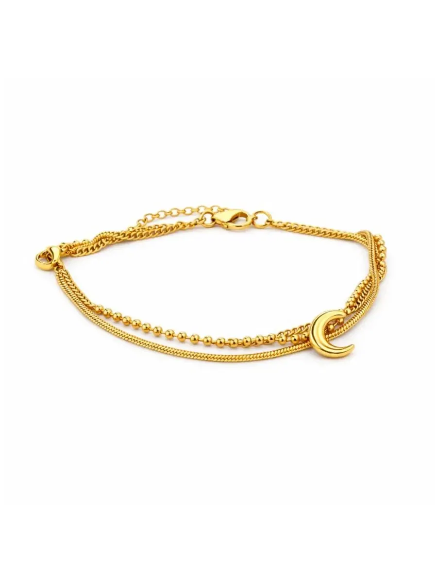 Многослойный браслет в форме полумесяца из нержавеющей стали Rebl Jewelry