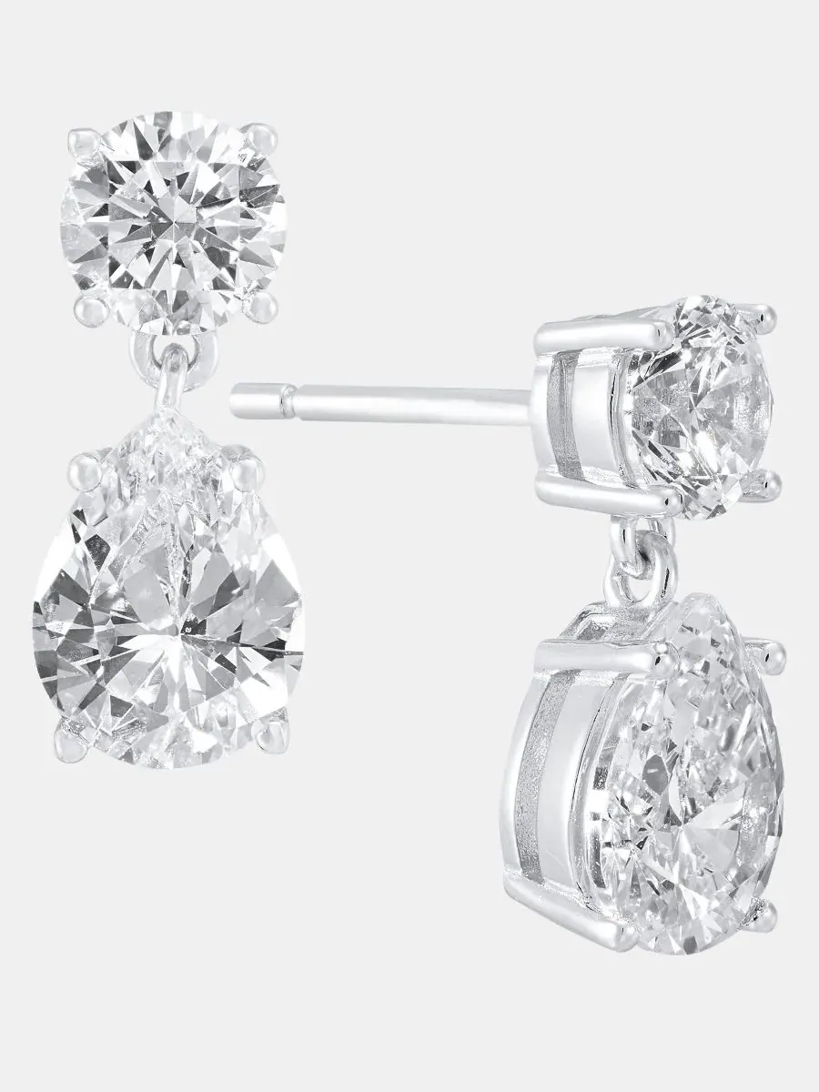 Серьги-подвески с кубическим цирконием Lauren Ralph Lauren — изображение 2 из 4, оттенок серебряный