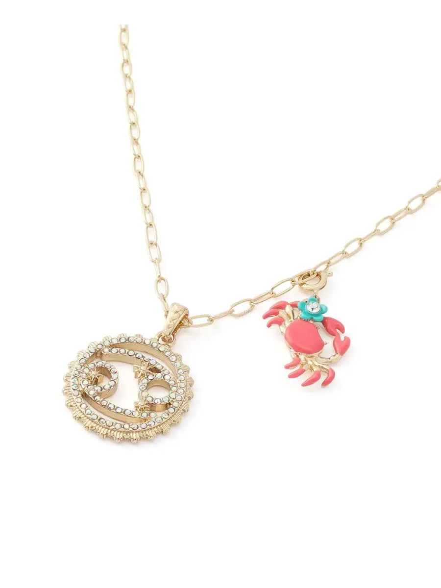 Комплект колье с подвеской-раком и подвеской из стекла Cancer Betsey Johnson — изображение 2 из 7, оттенок коралл