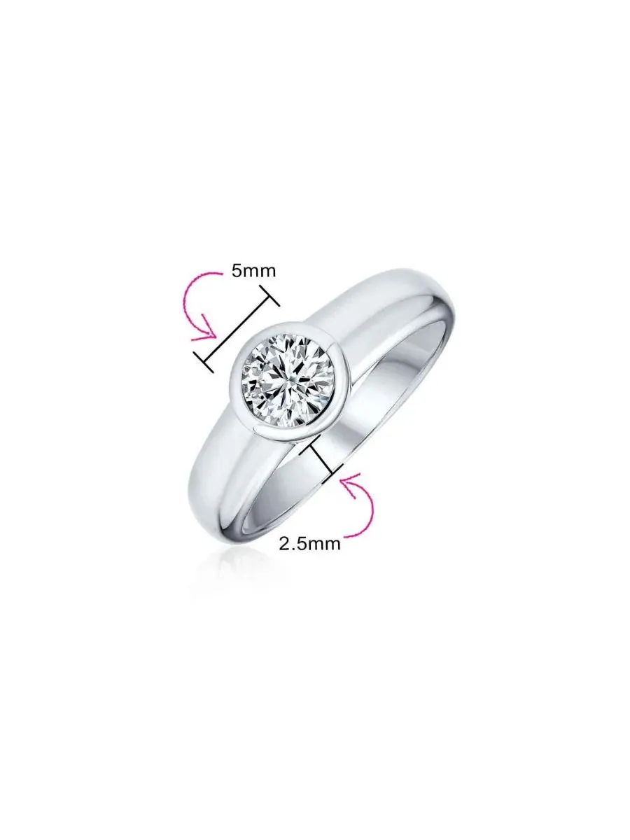 Кольцо с фианитом, солитер, в оправе кабошон, из стерлингового серебра Bling Jewelry — изображение 5 из 5, оттенок серебряный