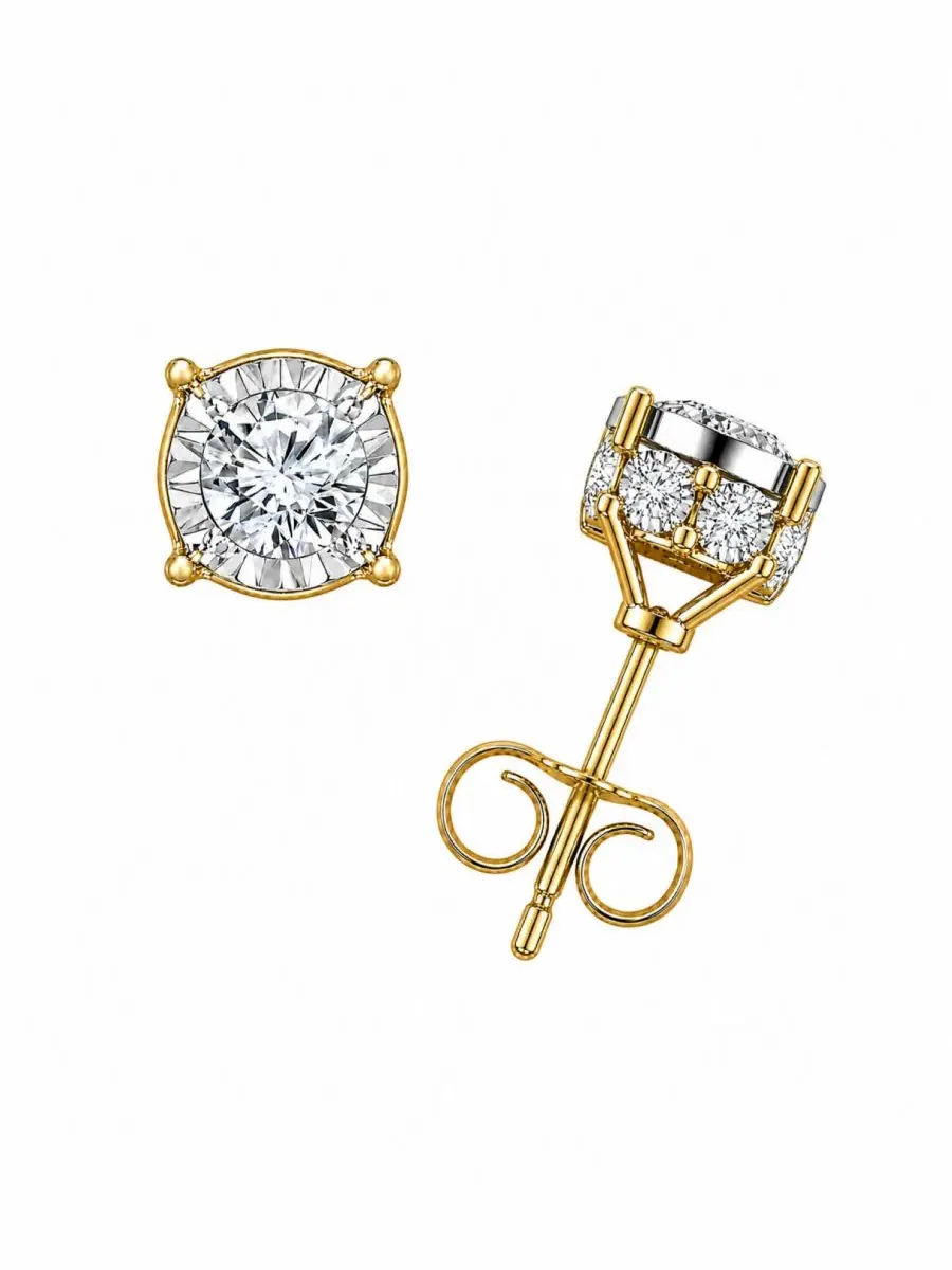Серьги-пусеты с бриллиантами, 5/8 ct. t.w., Diamond Stud Earrings TruMiracle — золотистый