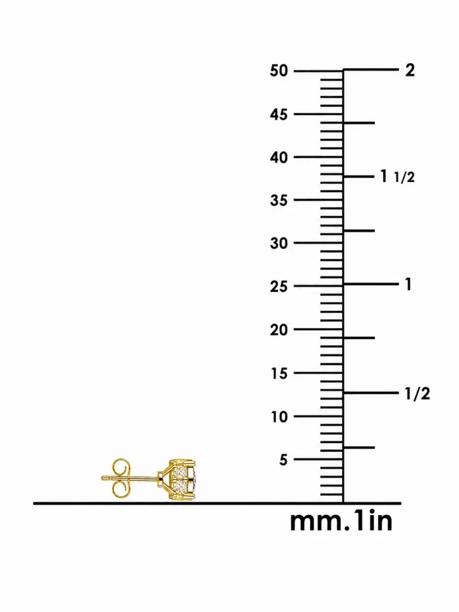 Серьги-пусеты с бриллиантами, 5/8 ct. t.w., Diamond Stud Earrings TruMiracle — изображение 3 из 6, оттенок желтый золотистый