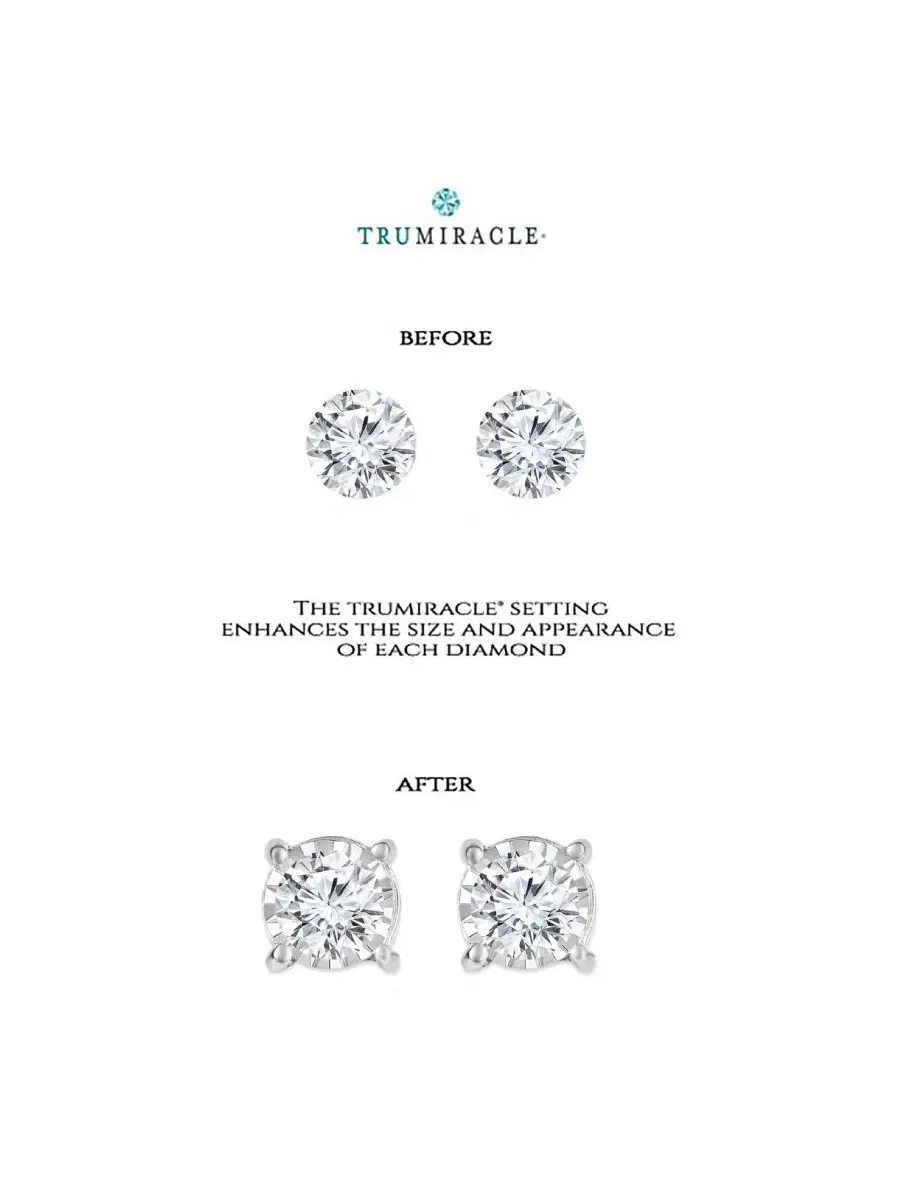 Серьги-пусеты с бриллиантами, 5/8 ct. t.w., Diamond Stud Earrings TruMiracle — изображение 5 из 6, оттенок желтый золотистый