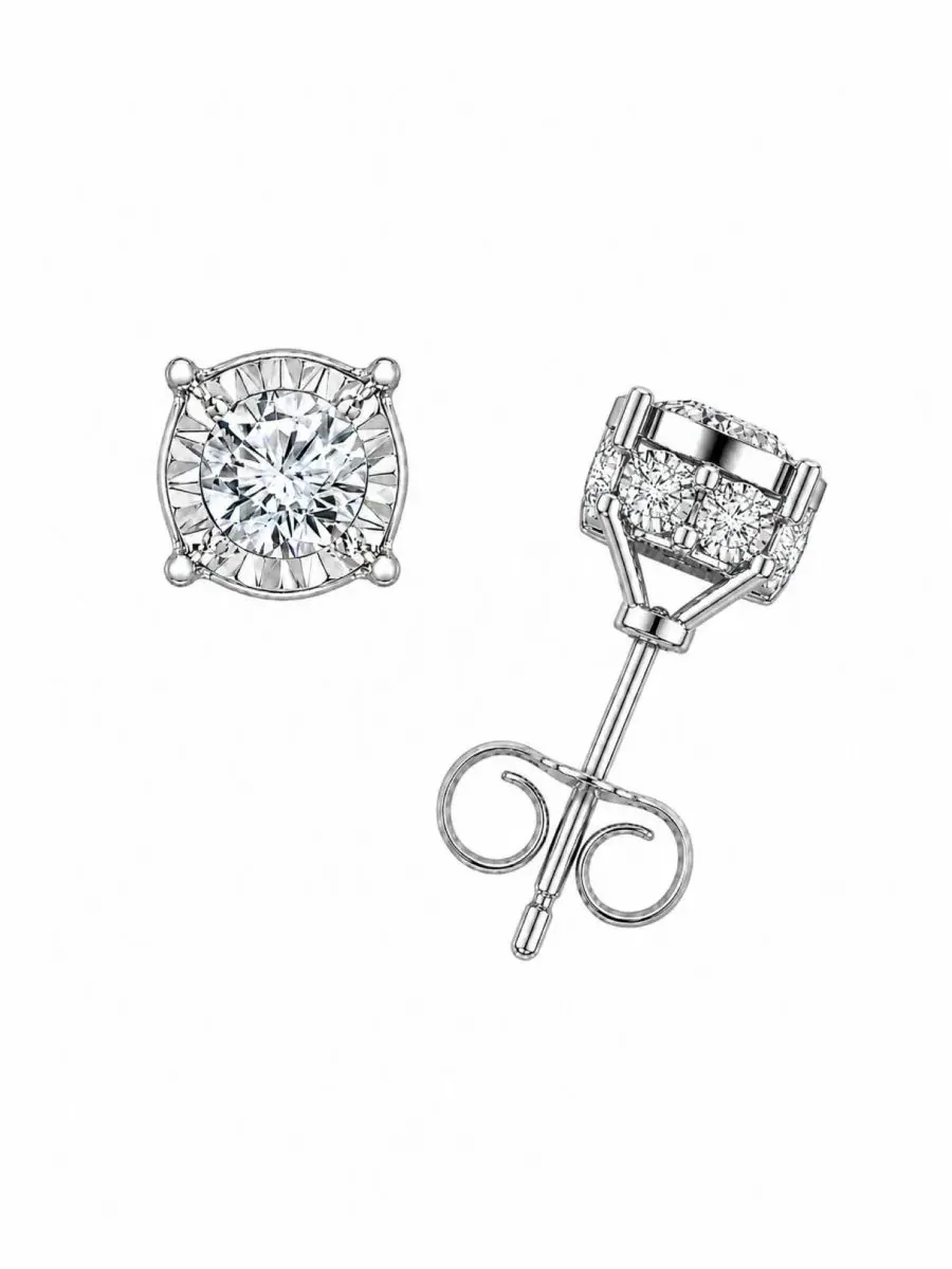 Серьги-гвоздики с бриллиантами, 5/8 ct. t.w., в 10k белом золоте TruMiracle — серебристый