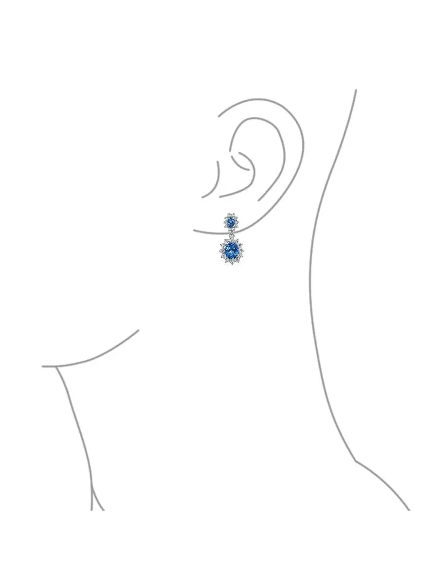 Серьги-подвески с кубическим цирконием, модель Classic Cocktail Bling Jewelry — изображение 3 из 4, оттенок синий