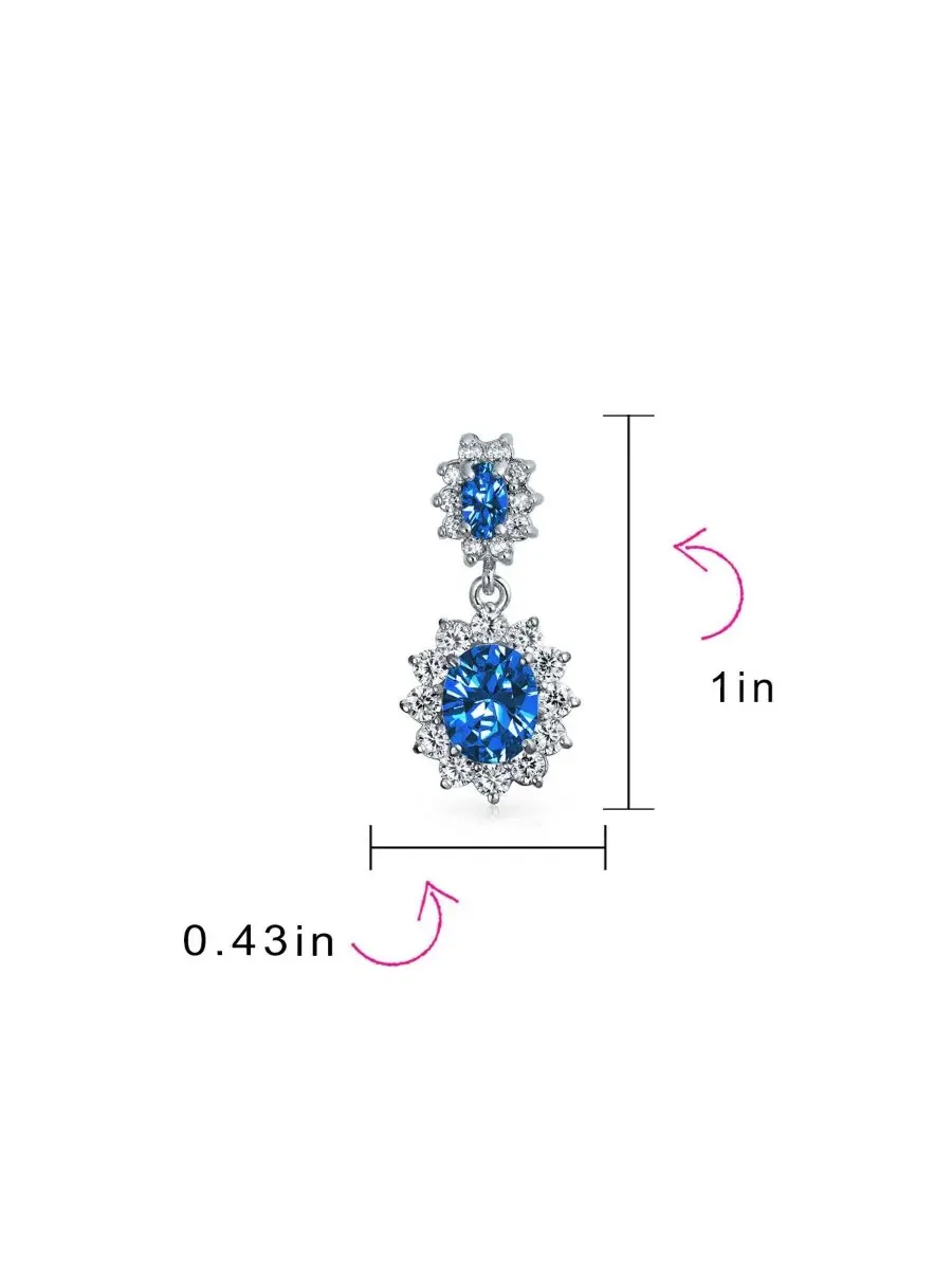 Серьги-подвески с кубическим цирконием, модель Classic Cocktail Bling Jewelry — изображение 4 из 4, оттенок синий