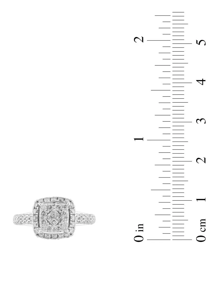 Кольцо с бриллиантами Princess & Round, 1 ct. t.w. — изображение 4 из 5, оттенок золотистый