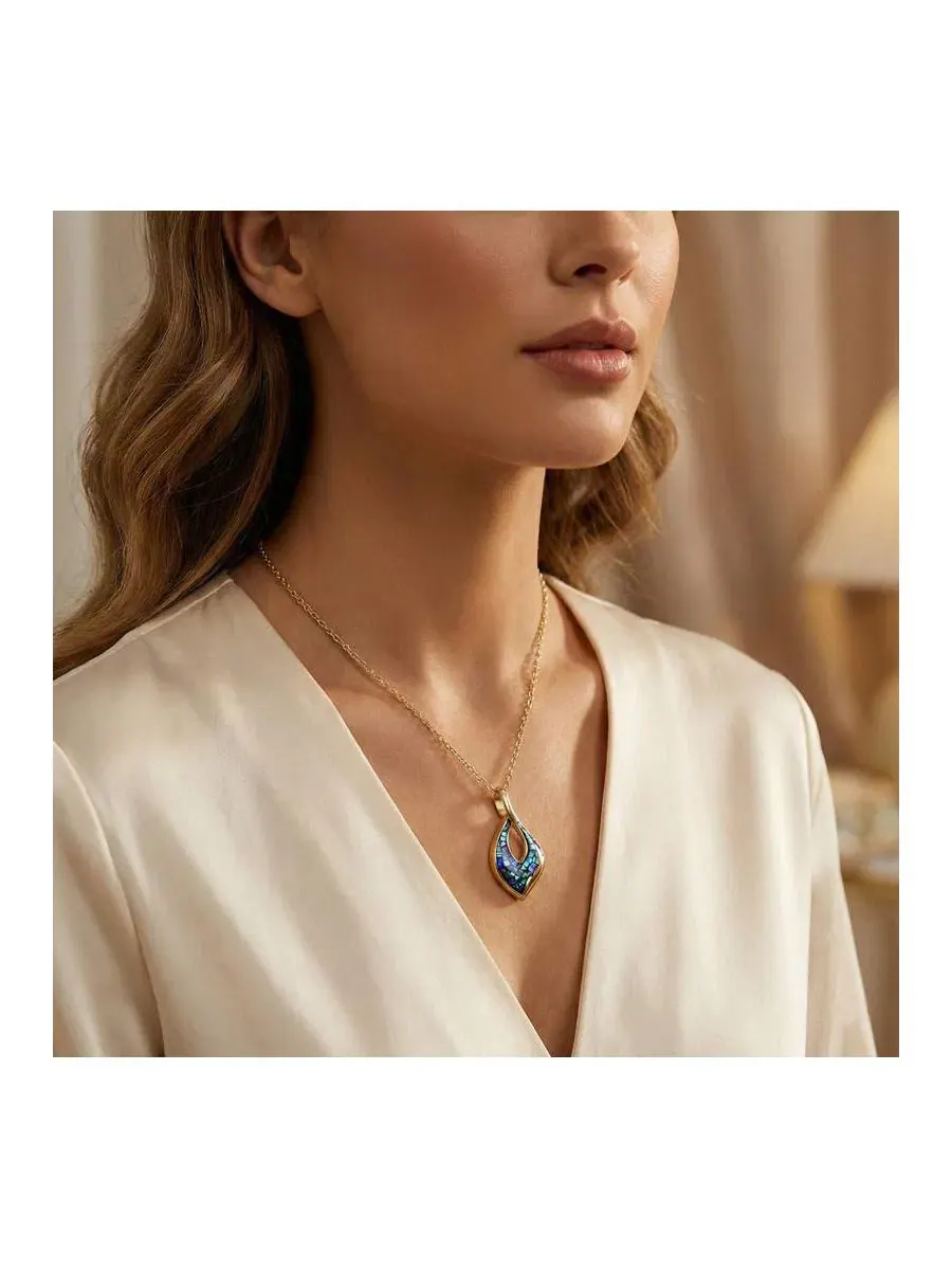 Подвеска-кулон с перламутром, 14K золотое покрытие Genevive — изображение 2 из 4