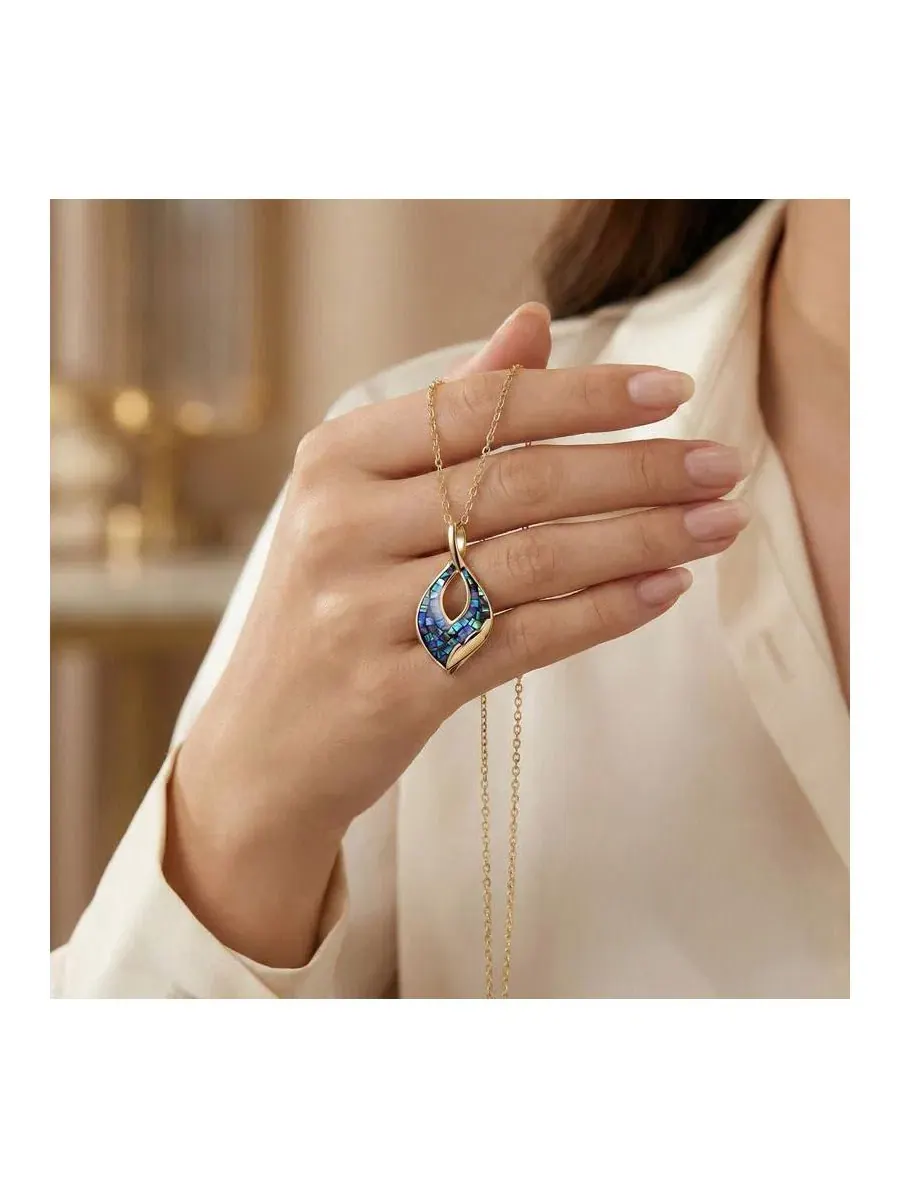 Подвеска-кулон с перламутром, 14K золотое покрытие Genevive — изображение 4 из 4