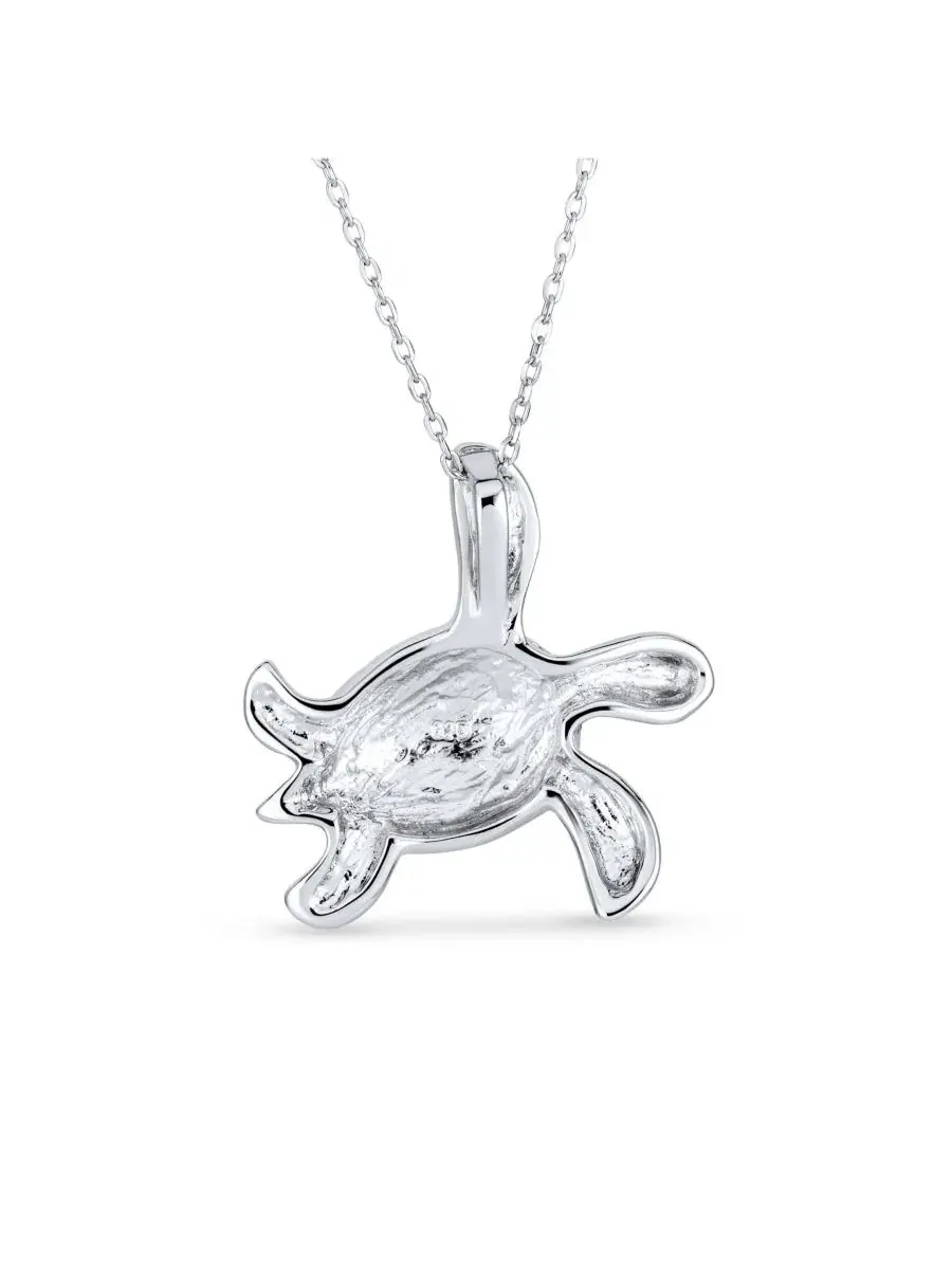 Кулон-черепаха с синтетическим опалом, серебро 925 пробы, 45 см Bling Jewelry — изображение 2 из 4, оттенок светлый зеленый