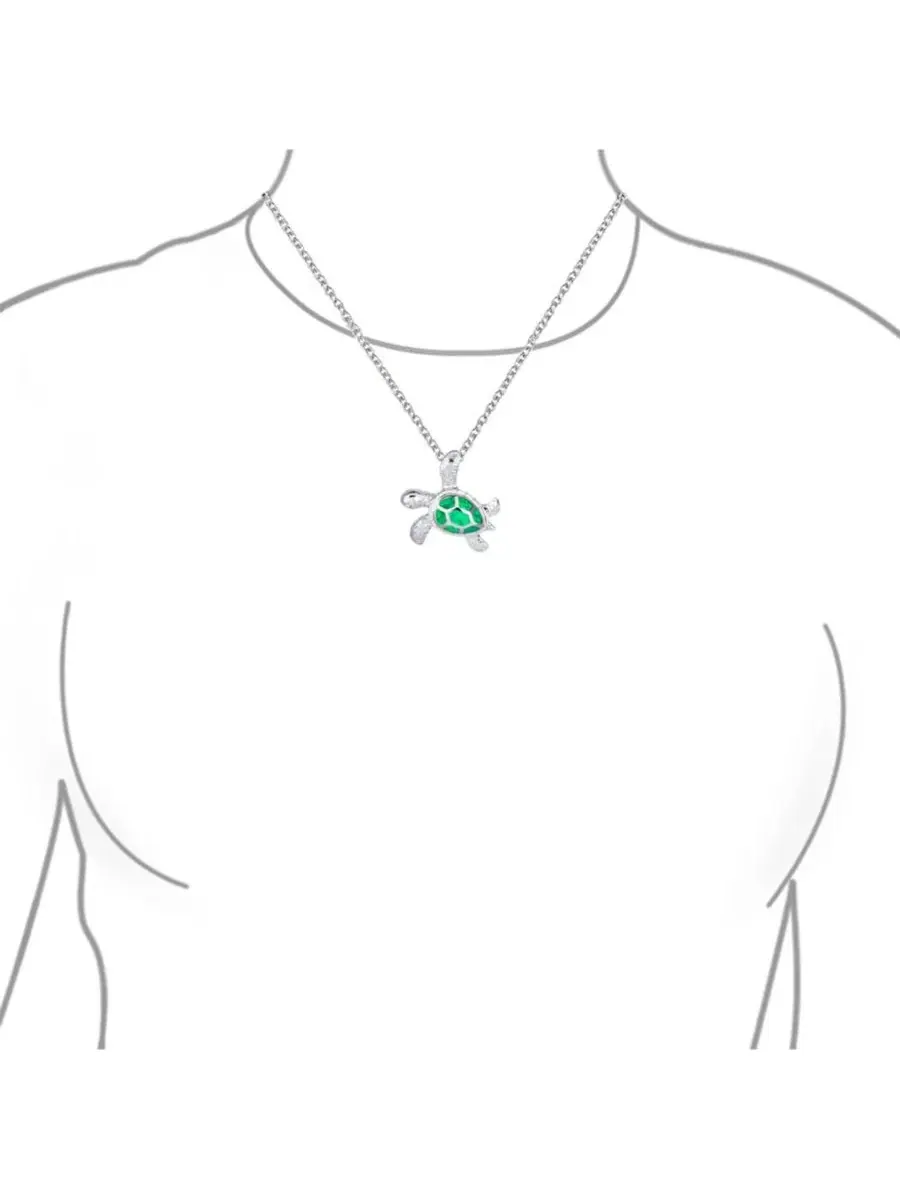Кулон-черепаха с синтетическим опалом, серебро 925 пробы, 45 см Bling Jewelry — изображение 3 из 4, оттенок светлый зеленый