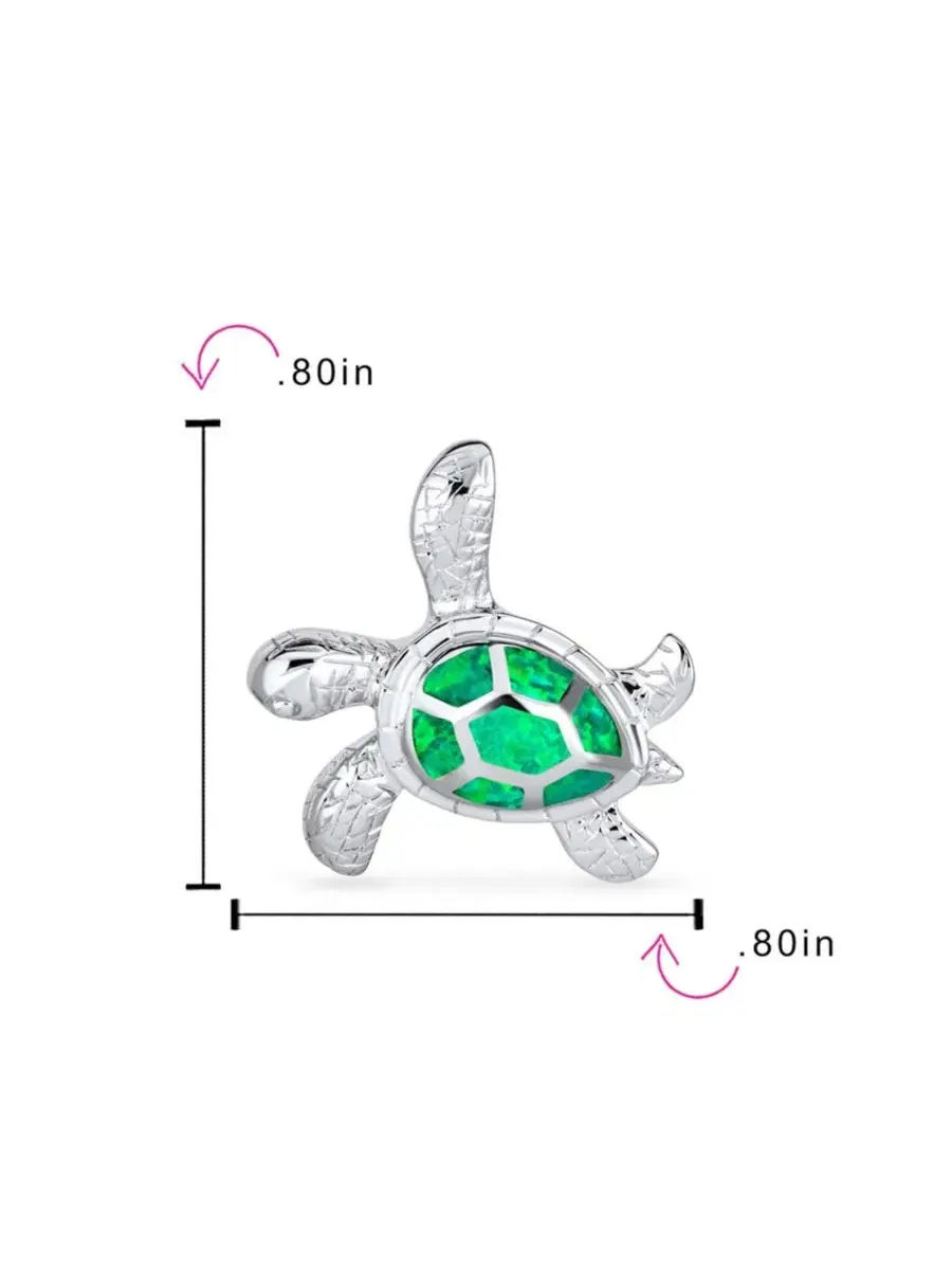Кулон-черепаха с синтетическим опалом, серебро 925 пробы, 45 см Bling Jewelry — изображение 4 из 4, оттенок светлый зеленый