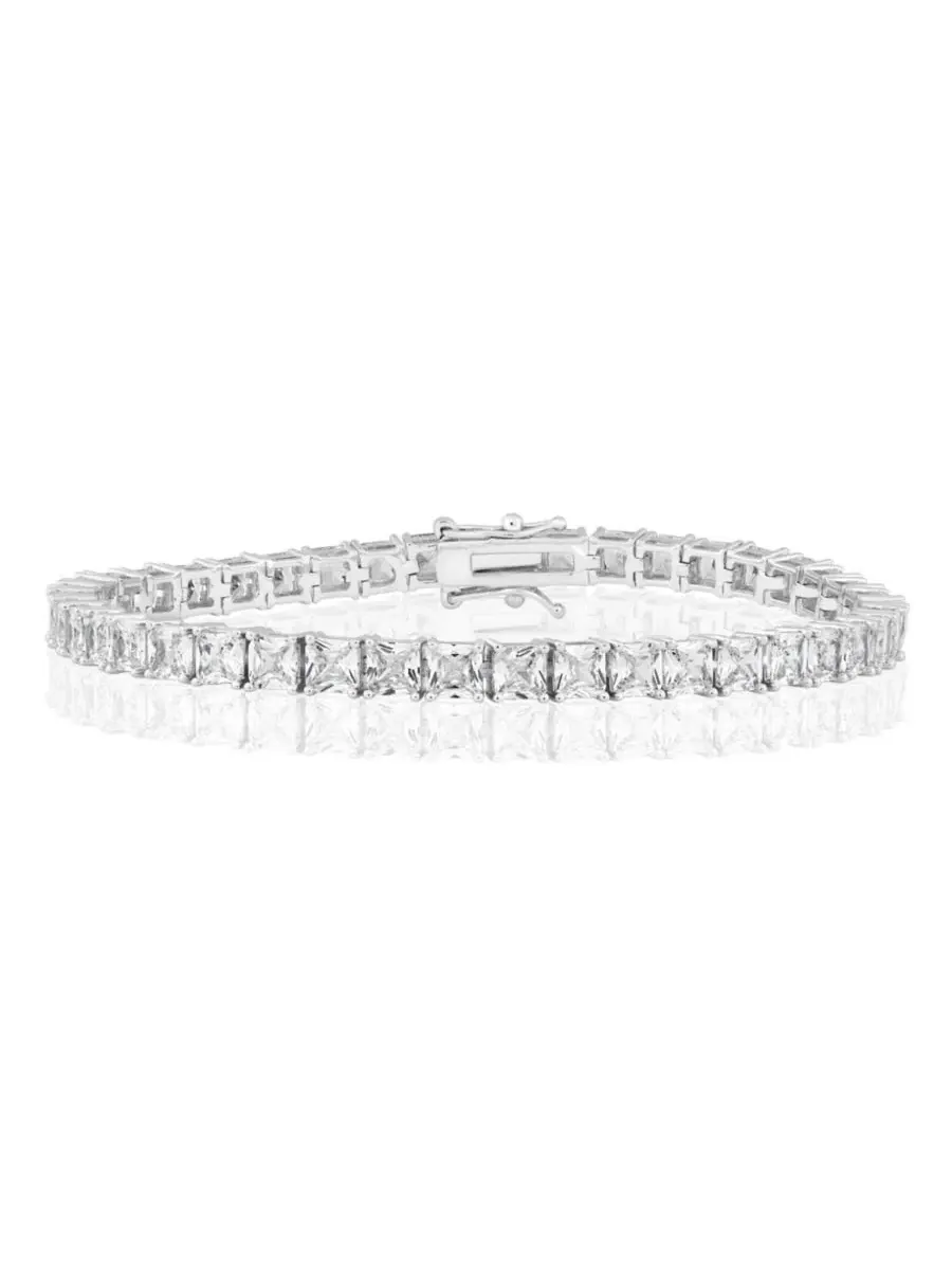 Браслет-теннис с кубическим цирконием 4 мм, модель Elegant 4mm Square CZ Tennis Bracelet Simona — изображение 1 из 3
