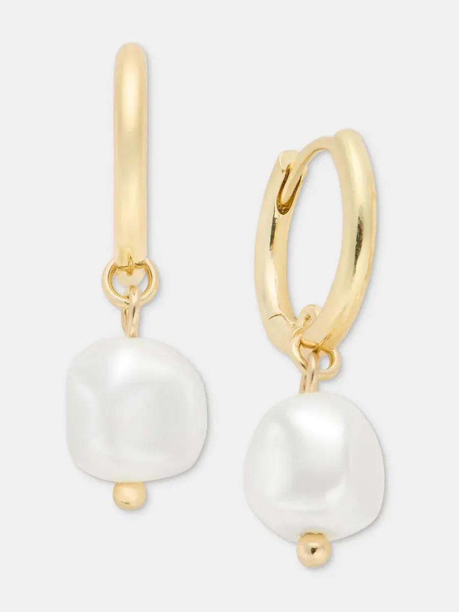 Серьги-пусеты с жемчугом Lauren Ralph Lauren — изображение 2 из 4, оттенок белый